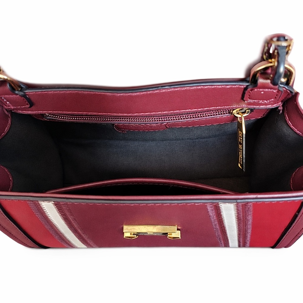 Michael Kors Whitney Medium Burgundy Colorblock Leather Bag Gold Hardware New - Picture 8 of 8